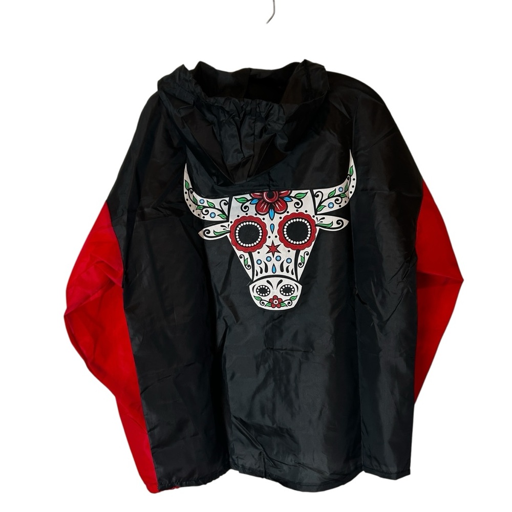 Chicago Bulls Los Bulls Black & Red Windbreaker / Rain Jacket SZ L